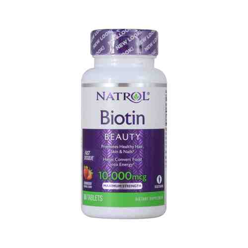 Биотин для здоровья кожи, волос и ногтей со вкусом клубники Natrol Beauty Biotin 10000 mcgарт. ID: 968477