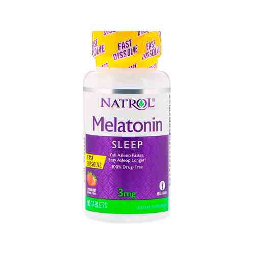 Быстрорастворимый мелатонин для улучшения качества сна со вкусом клубники Natrol Sleep Melatonin 3 mg Fast Dissolveарт. ID: 968481