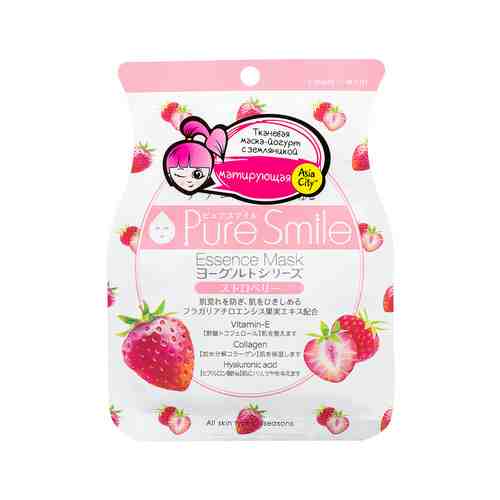 Матирующая тканевая маска для лица на йогуртовой основе c земляникой Sunsmile Pure Smile Strawberry Essence Yogurt Maskарт. ID: 940786
