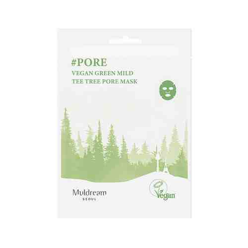 Успокаивающая тканевая маска для лица Muldream Vegan Green Mild Tee Tree Pore Maskарт. ID: 975594
