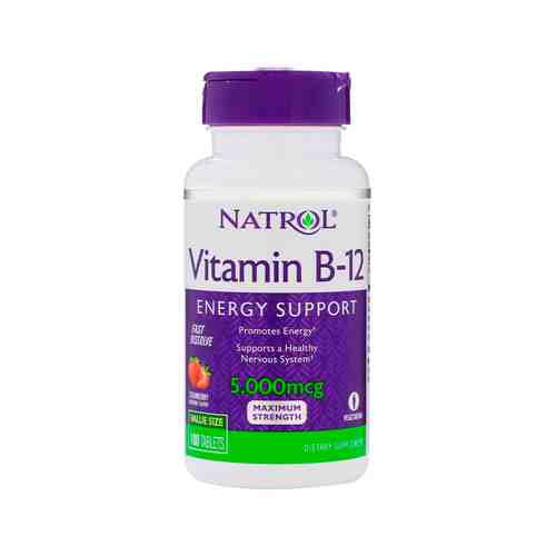 Витамин B12 со вкусом клубники Natrol Energy Support Vitamin B-12 5000 mcg Fast Dissolveарт. ID: 968479