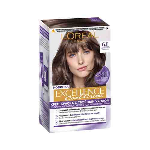 Стойкая крем-краска для волос 6,11 Темно-русый L'Oreal Paris Excellence Cool Crèmeарт. ID: 980642